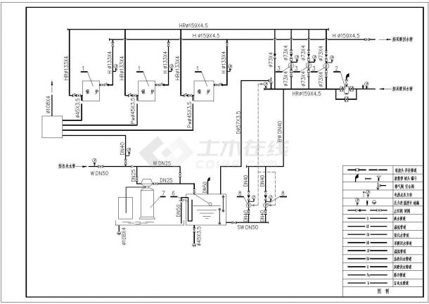 锅炉房CAD管道平面图-图二