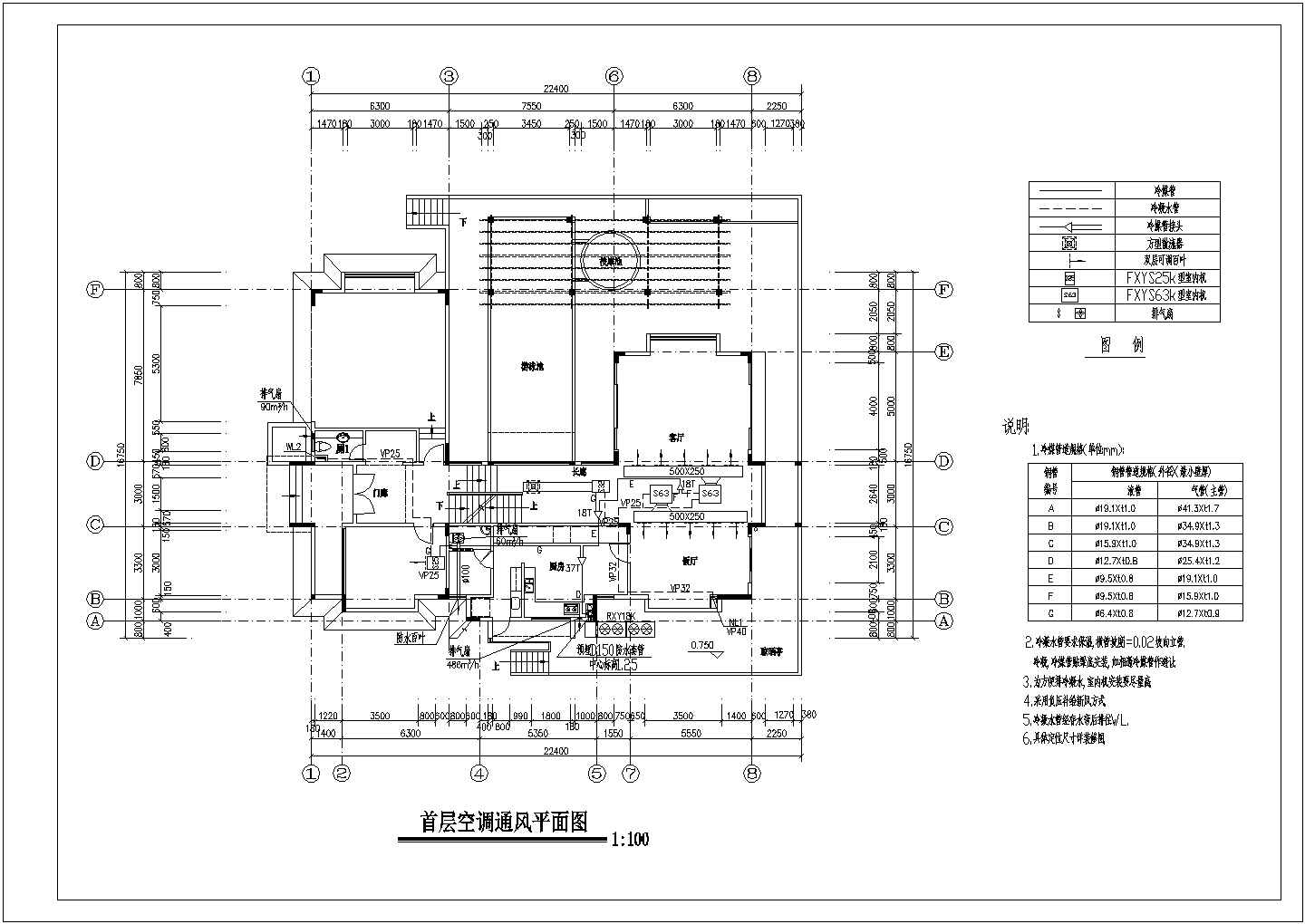 广州某豪华别墅空调设计cad图