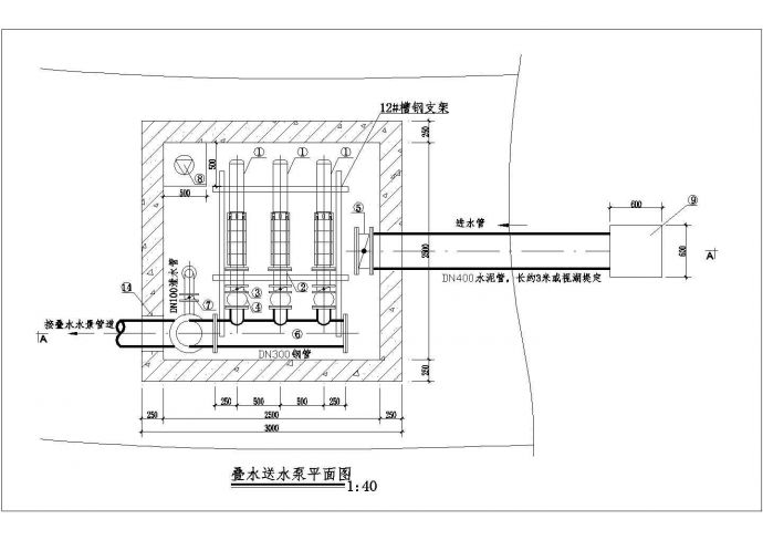 叠水送水泵房设计CAD布置图_图1