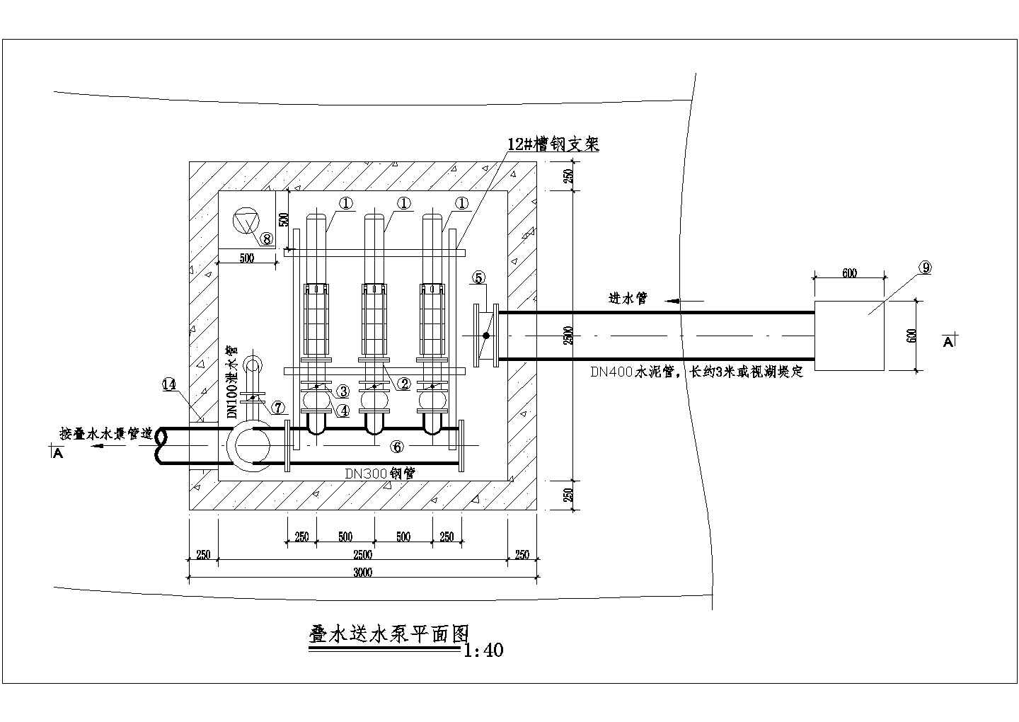 叠水送水泵房设计CAD布置图