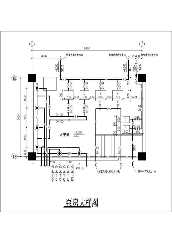 高层地下室水泵房设计cad图_图1