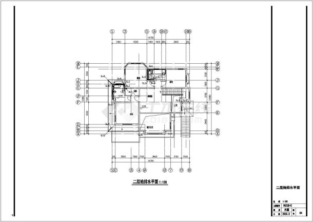 E型别墅给排水平面设计cad图-图二