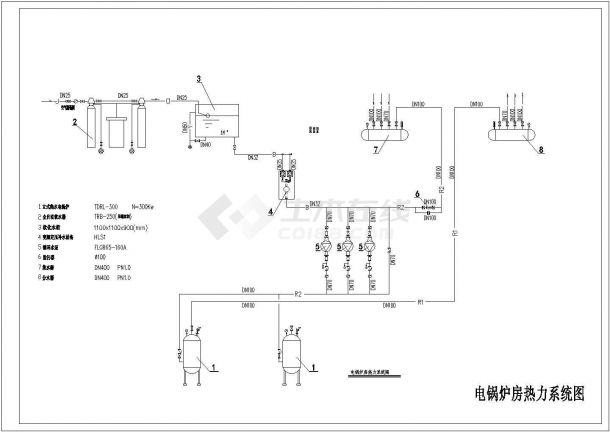 电锅炉房设计cad图（热力系统图）-图一