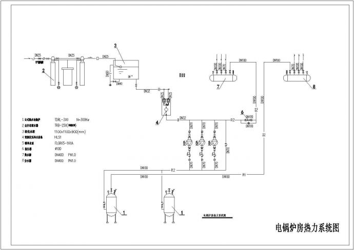 电锅炉房设计cad图（热力系统图）_图1