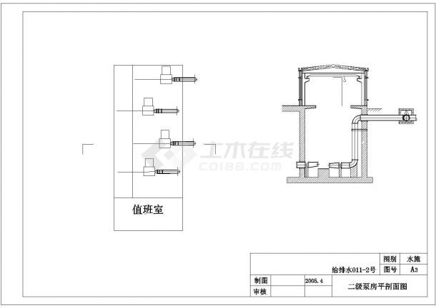青岛市某乡镇净水厂设计CAD布置图-图二