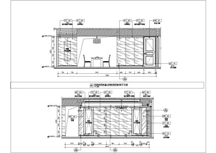 【广州】高层洋房典雅新中式风格三居室样板间装修施工cad图（附效果图）_图1