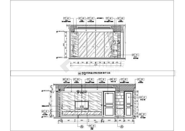 【广州】高层洋房典雅新中式风格三居室样板间装修施工cad图（附效果图）-图二