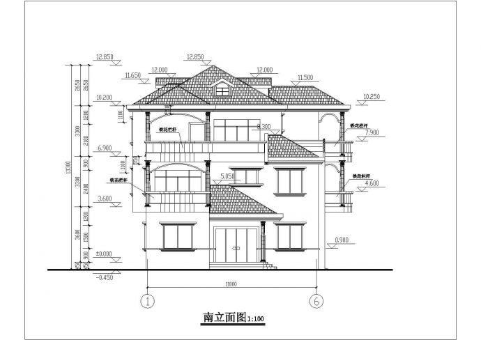 某地区现代小型别墅建筑立面图（共4张）_图1