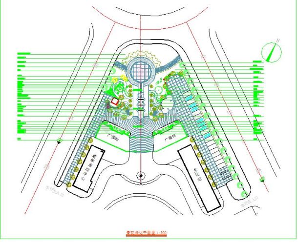 某小型广场景观绿化设计图纸cad-图一