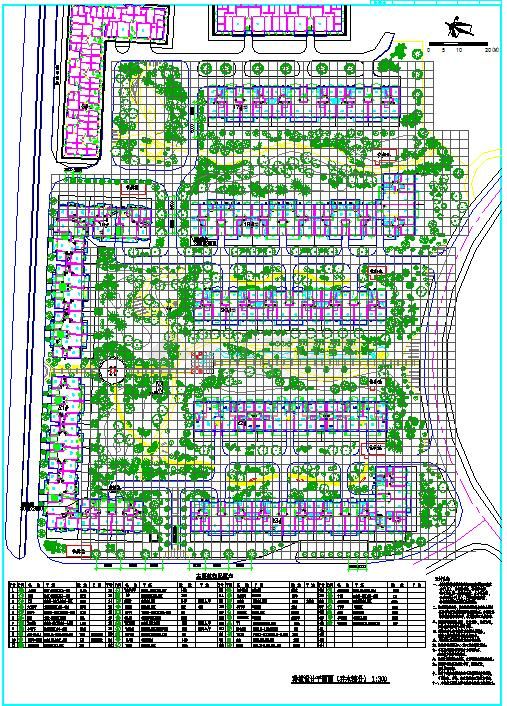 某地小型小区园林景观绿化设计图纸（含植物苗表）-图二