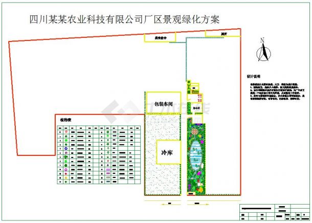 四川农业科技公司厂区景观绿化方案图-图一