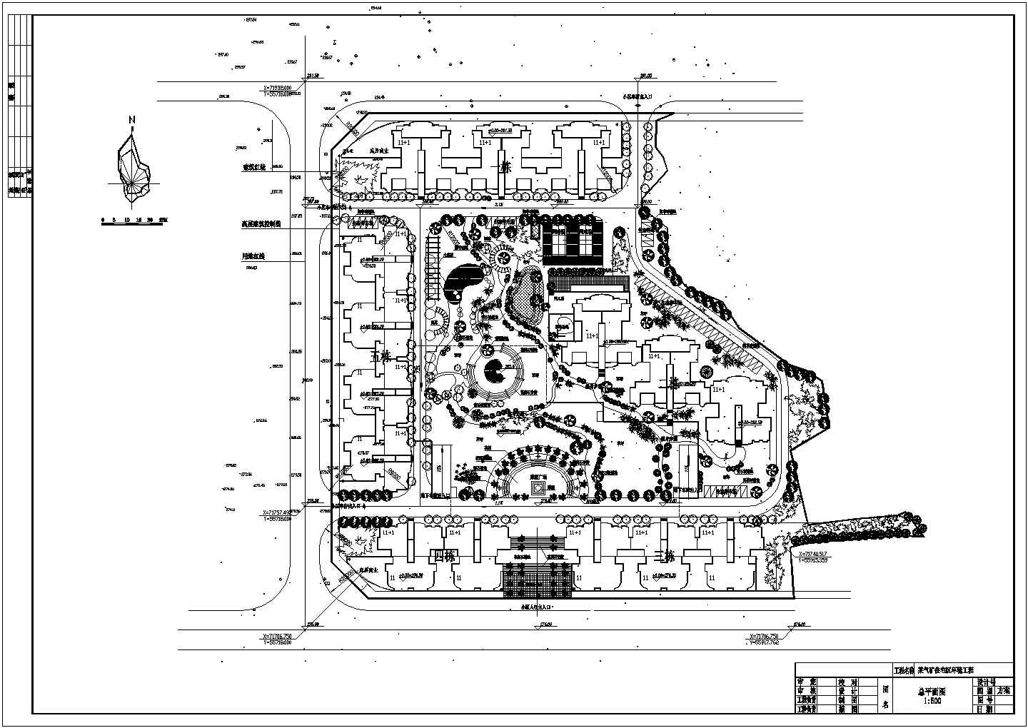 某小型住宅区环境绿化设计cad图纸（标注详细）