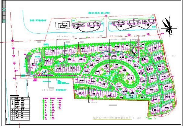 某小型住宅小区园林环境绿化设计图纸（含经济指标）-图一