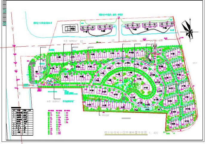 某小型住宅小区园林环境绿化设计图纸（含经济指标）_图1