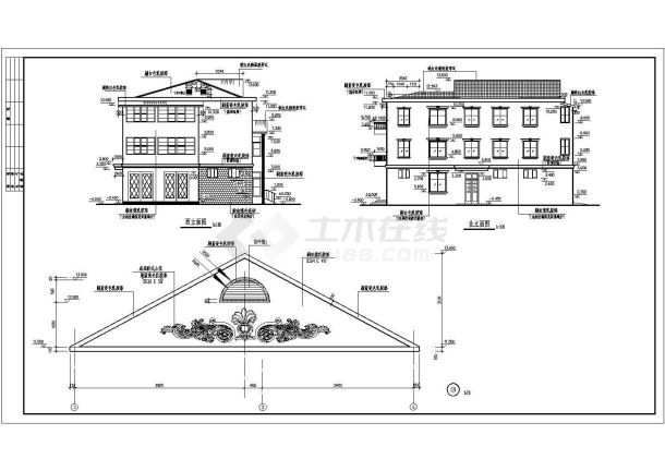 欧式古典豪华别墅建筑全套施工设计CAD图（结构、水、）-图一