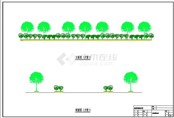 安徽某地道路景观绿化设计图纸（带立剖面图）-图二