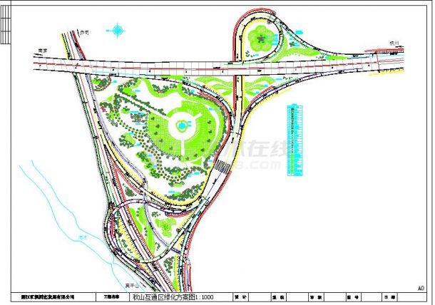 浙江杭州大型立交互通绿化设计图（带3D文件）-图一