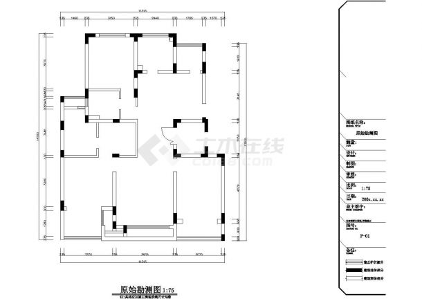 【江苏】简约现代风格四居室样板间装修施工cad图（附效果图）-图二