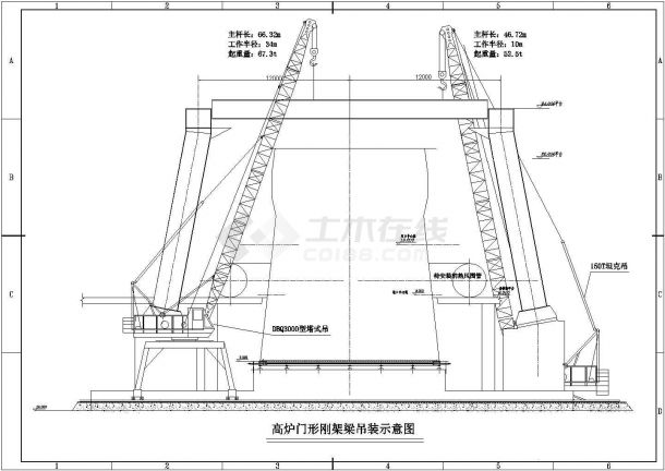 江苏某炼钢厂2500m3高炉系统钢结构安装方案（附吊装示意图）-图一
