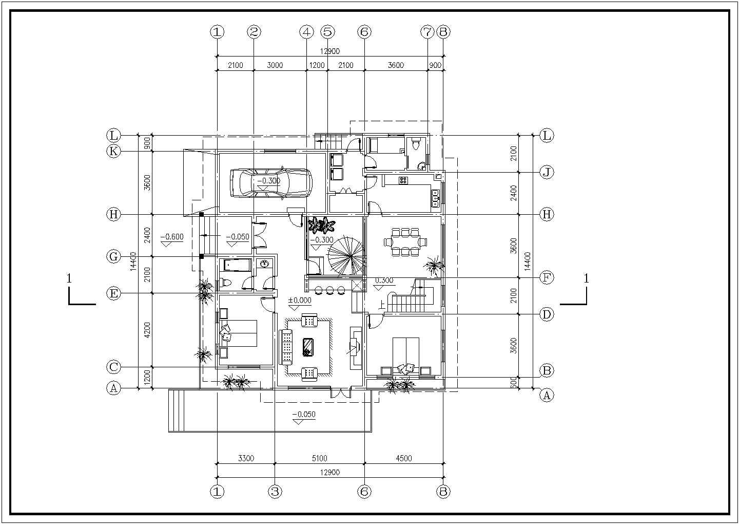 二层砖混结构传统小别墅建筑设计方案图纸