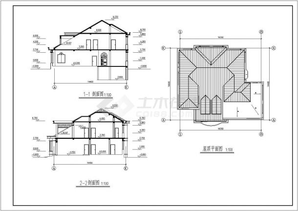农村二层砖混结构小别墅建筑施工图-图二