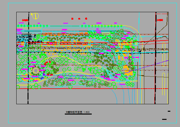  Cad drawing of planting design for greening works along the road section - Figure 1