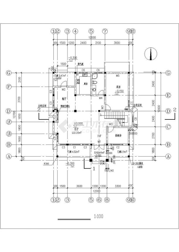 二层带阁楼小别墅建筑施工图，含效果图-图二