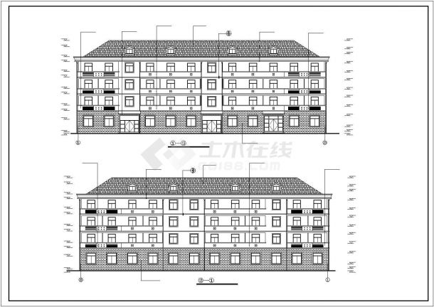 某城市四层学生宿舍楼建筑设计图纸-图一