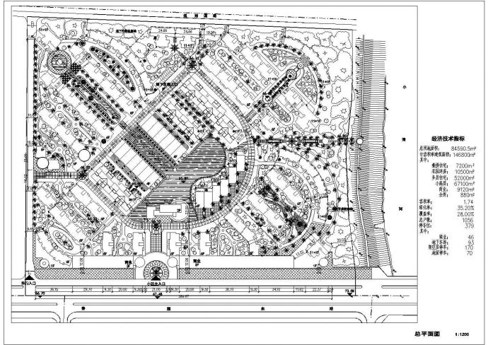 某市居民住宅小区景观规划总平面图_图1