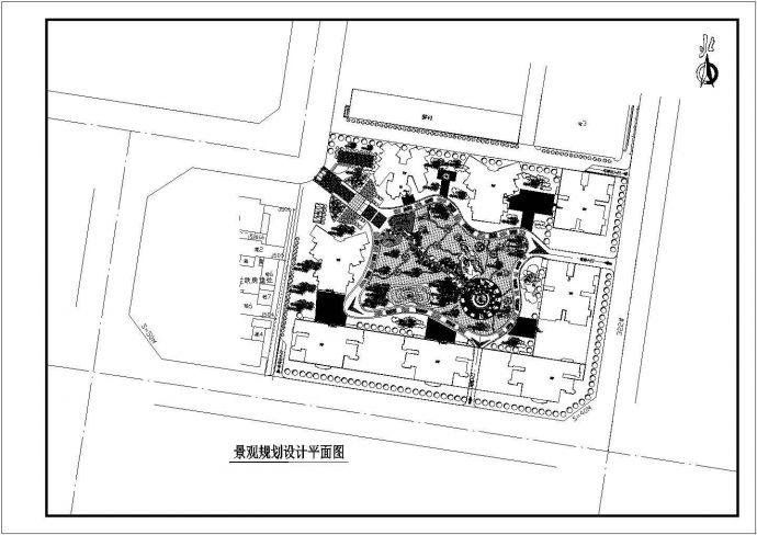 某城镇居民小区景观规划总平面图纸_图1