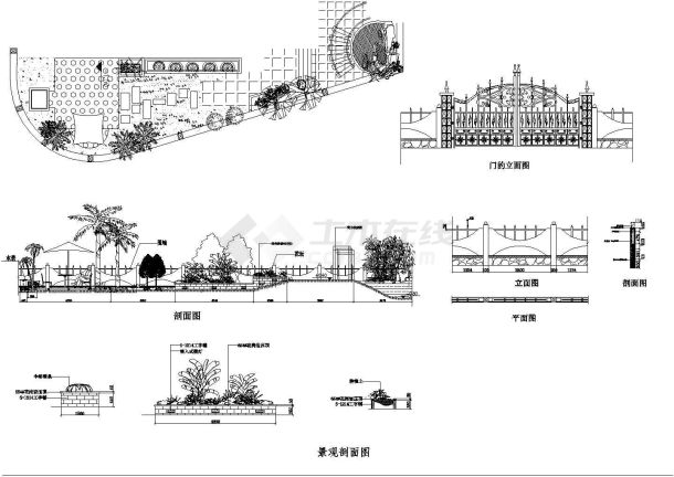 独栋别墅全套景观设计施工图（有景观剖面）-图二