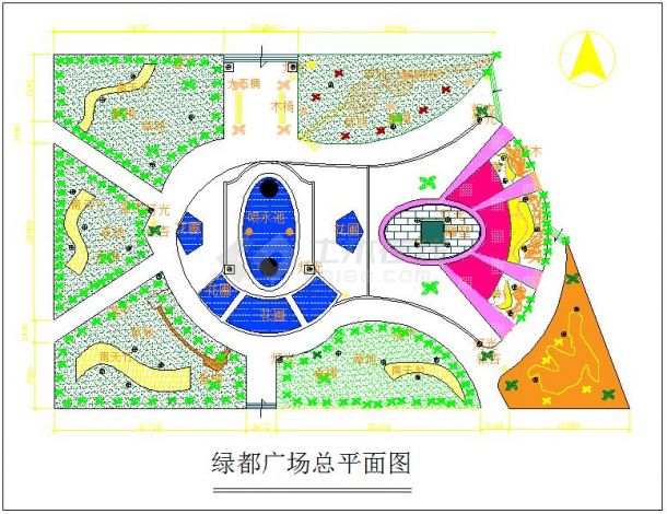 漂亮的大型广场绿化cad设计施工图纸-图一