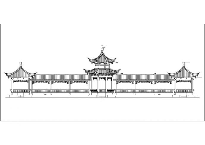 中式古代八角亭带走廊全套cad设计方案图纸_图1
