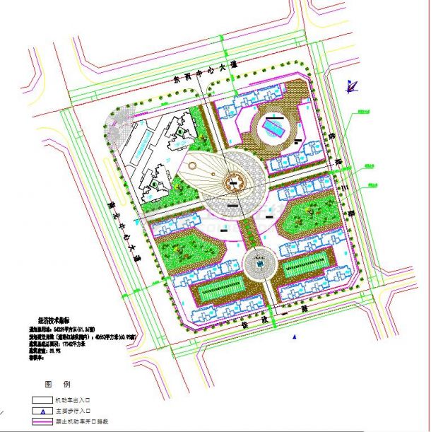 某县城最中心地块规划方案设计cad图纸（含图例）-图一