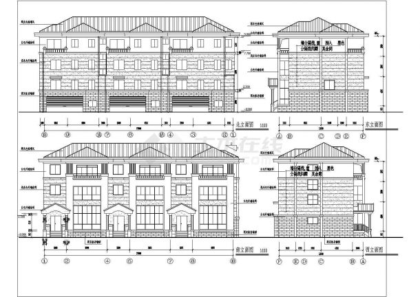 联排及独立别墅建筑CAD施工设计图纸-图一