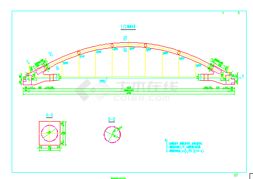 某市跨运河大桥设计cad图-图一