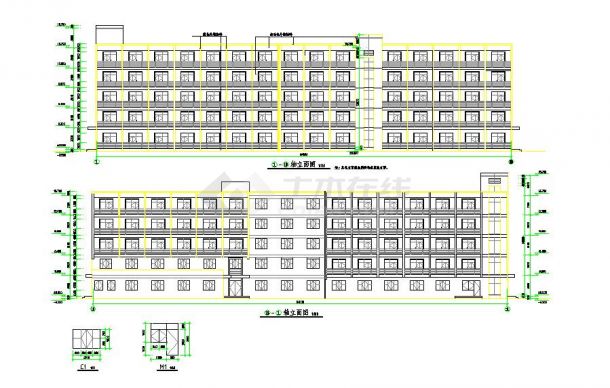 五层L型宿舍楼建筑全套CAD施工图纸-图一