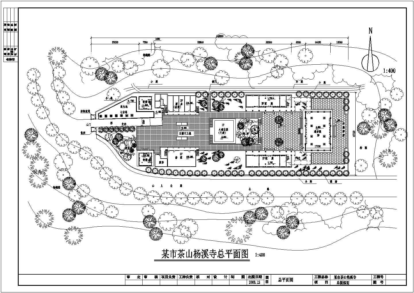 南方某古建寺庙园林景观绿化规划建筑总平面设计施工图