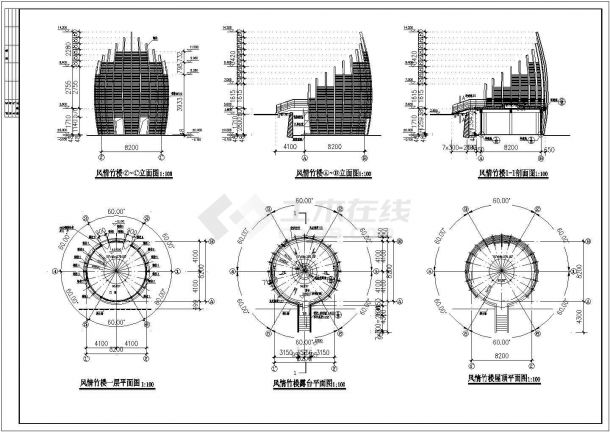 很有代表性的风情竹楼建筑设计CAD施工图（标注详细、详细大样节点）-图一