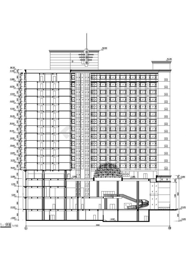 完整的17层高档星级酒店建筑设计图（带套房图）-图一
