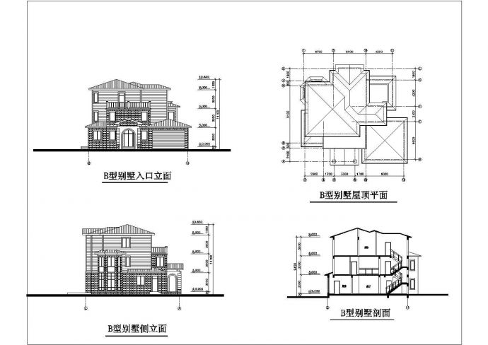 带双车库独栋大方三层自建房屋建筑设计图_图1