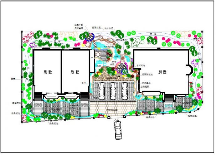 别墅景观方案设计CAD图纸（标注详细）_图1