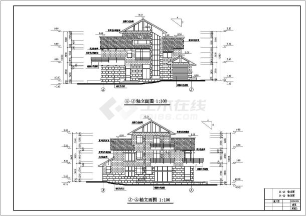 某现代舒适三层自建别墅建筑设计图-图二