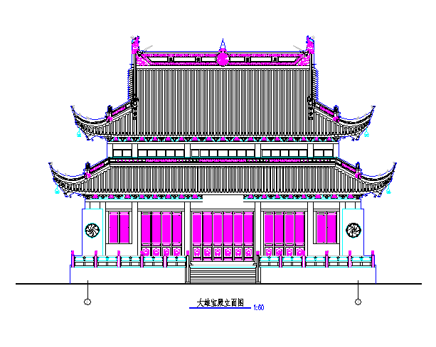 非常实用的古建筑寺庙宝殿建筑CAD平立面设计图