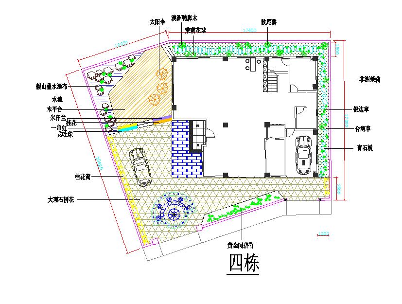 小型别墅庭院景观设计方案CAD图纸