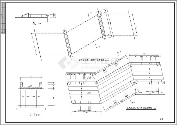 非常实用的古代景观绿化拱桥和曲桥建筑构造CAD施工详图（标注详细）-图二