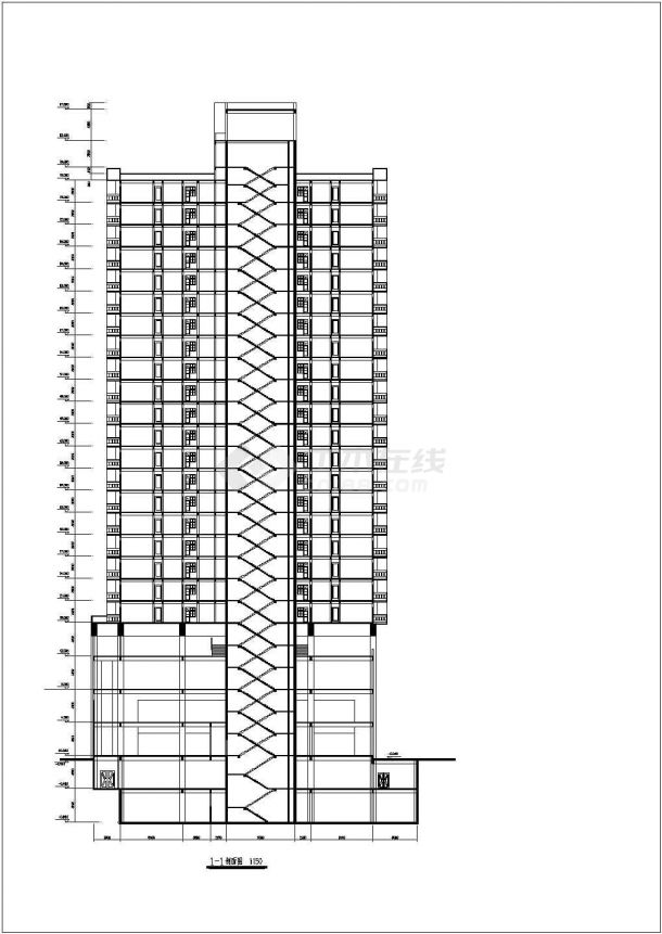 贵州高层商住楼建筑设计带总平图（一层购物商场）-图二