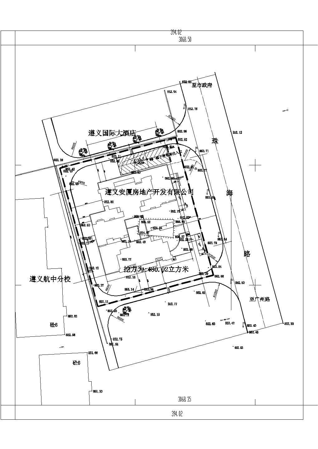 贵州高层商住楼建筑设计带总平图（一层购物商场）