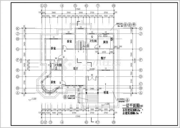 某砖混结构农村别墅建筑、结构设计施工图-图二