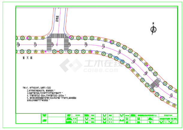 城市支路道路绿化工程全套施工图（路宽20m）-图二